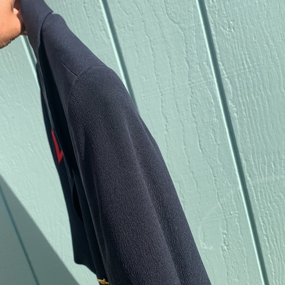 Silk navy star embroidered crop jacket - Picture 11 of 16